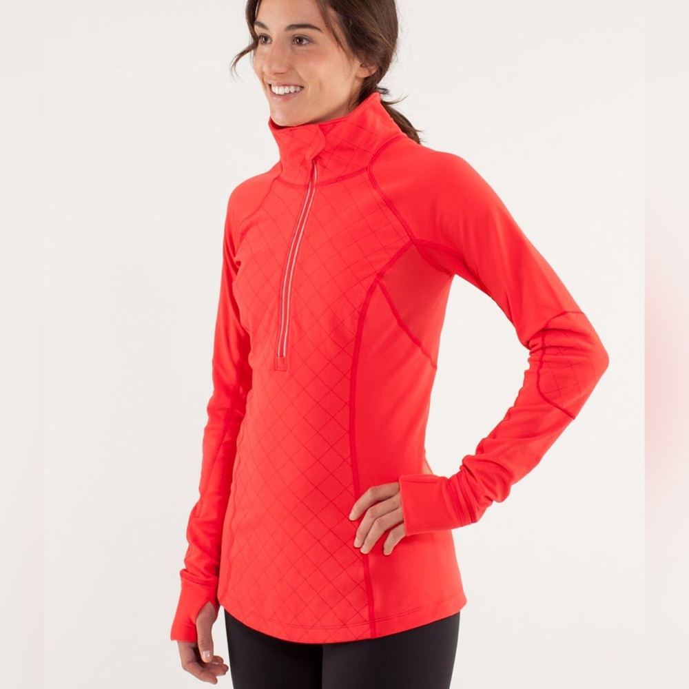 Lululemon Run Toasty Tech Pullover Half Zip Top Love Red Rulu W3658S